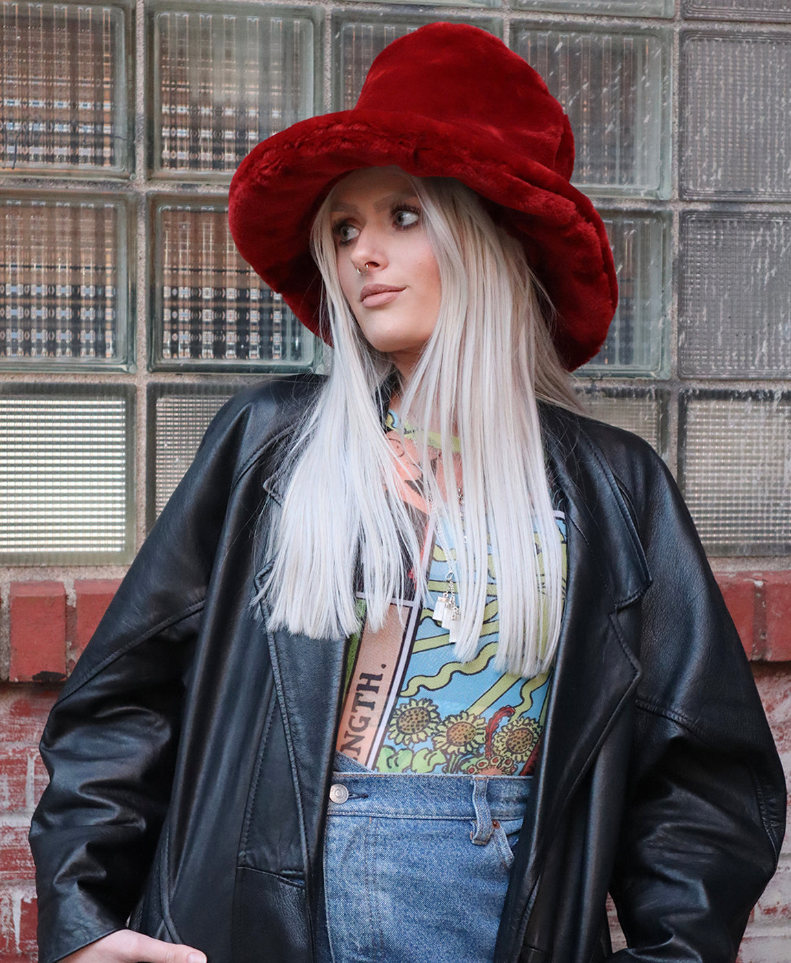FAUX FUR JAM HAT - OXBLOOD