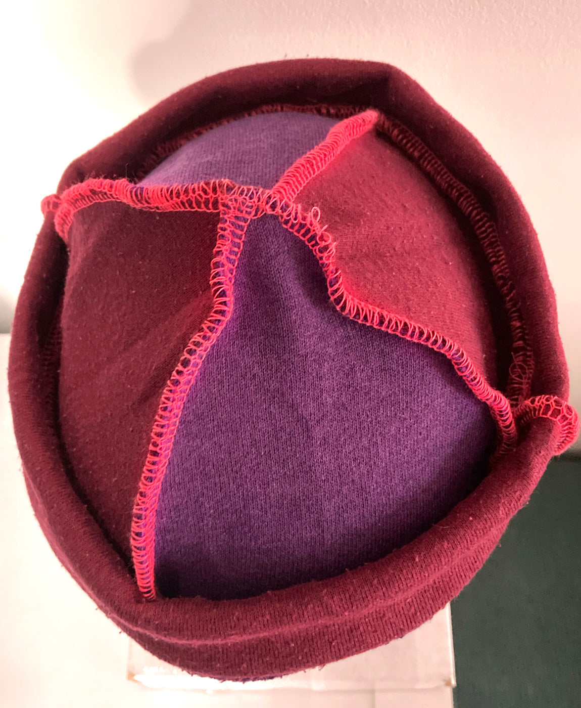 UPCYCLED MINI-BEANIE - BURGUNDY / PURPLE