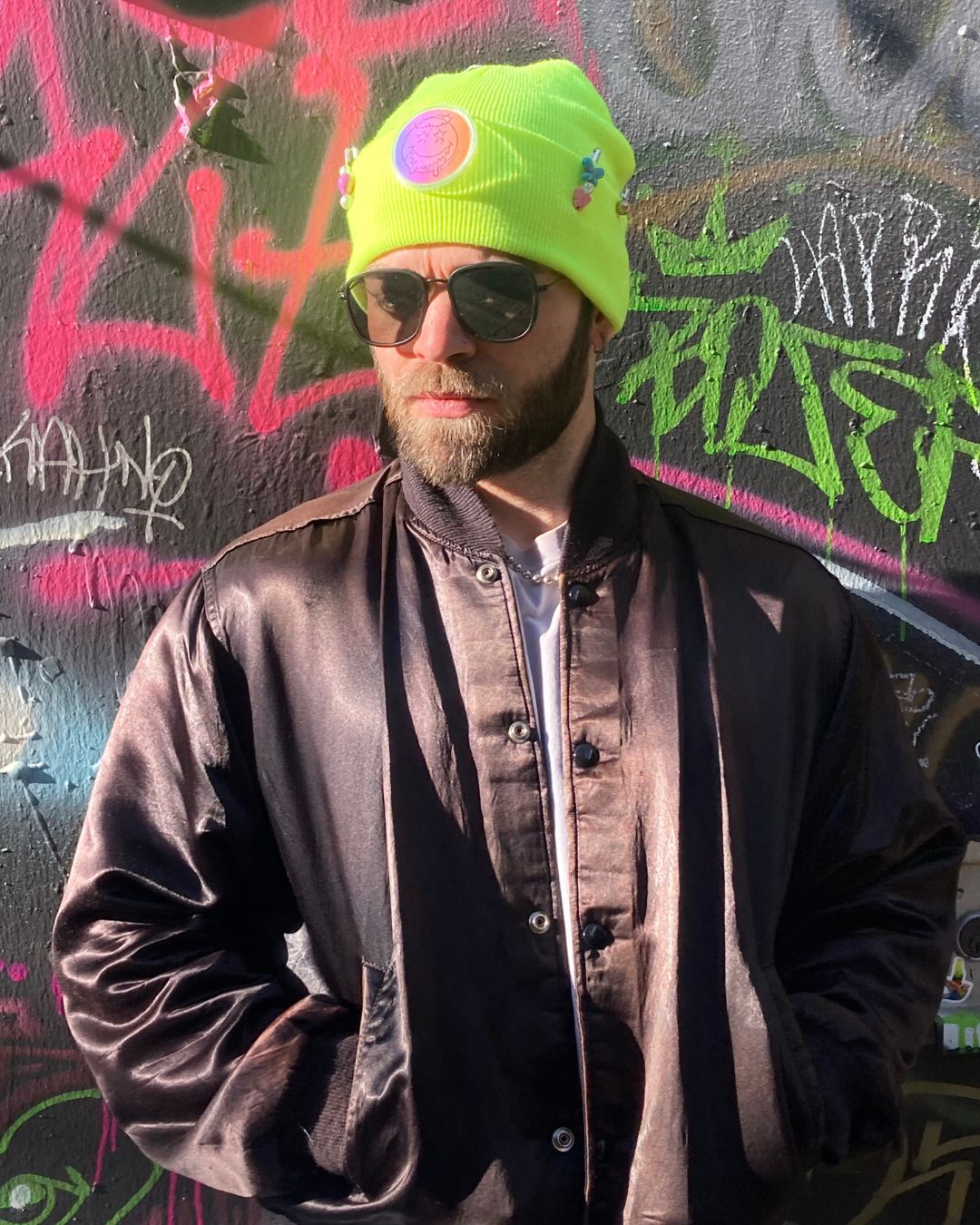 NEON YELLOW - EMBELLISHED BEANIE