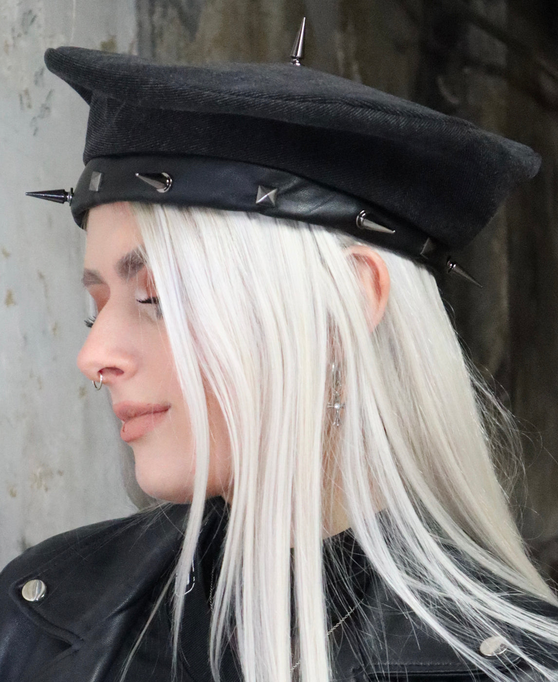 UPCYCLED DENIM BERET - WASHED BLACK