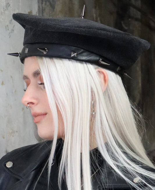UPCYCLED DENIM BERET - WASHED BLACK