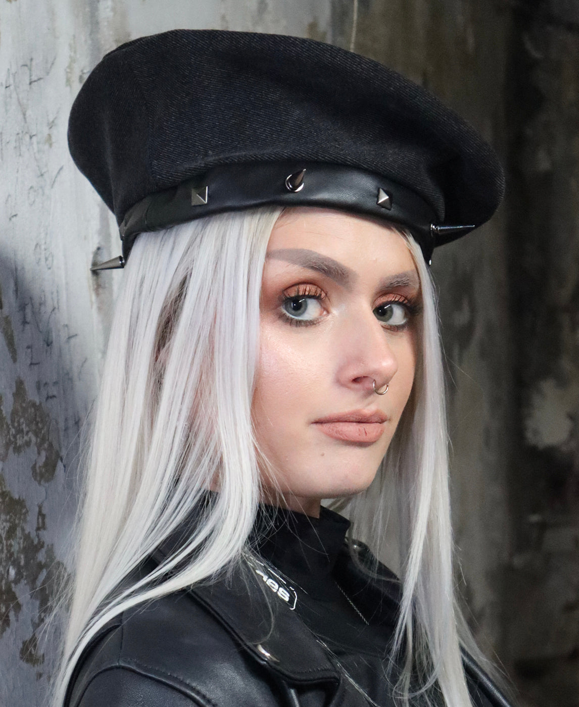 UPCYCLED DENIM BERET - WASHED BLACK