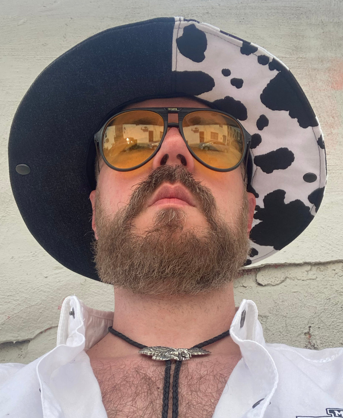 2-TONED UPCYCLED DENIM COWBOY - BLACK / COW PRINT