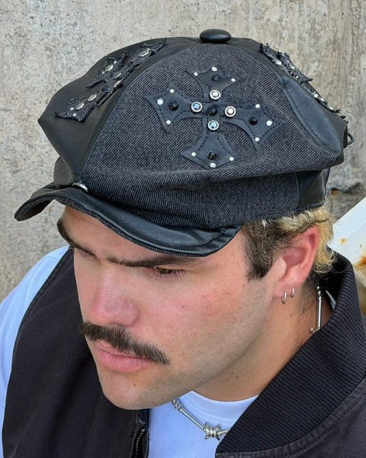 BLACK CROSS BAKER HAT
