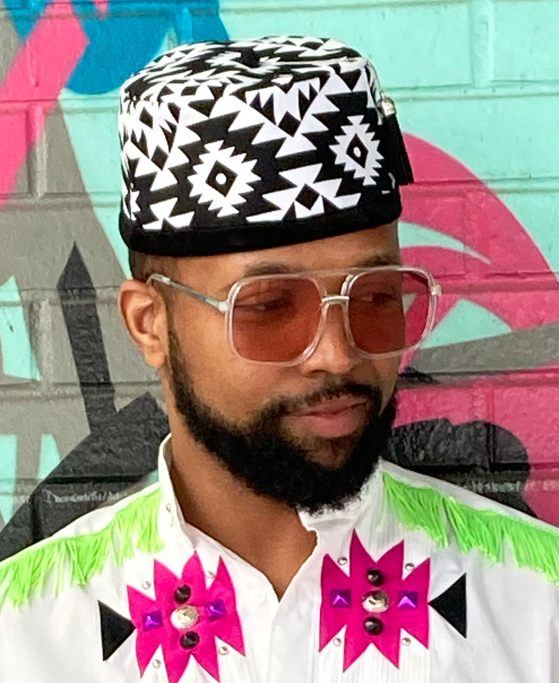 AZTEC FEZ - BLACK & WHITE
