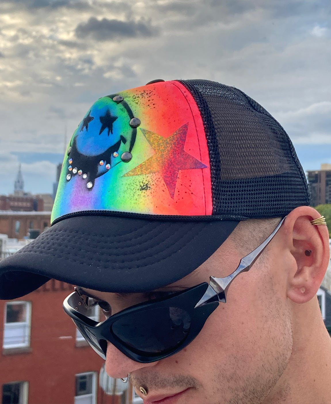 TRICKED OUT TRUCKER - BLACK W RAINBOW