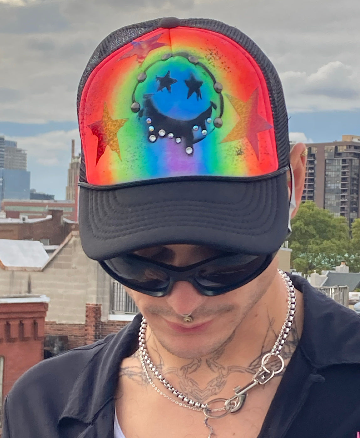 TRICKED OUT TRUCKER - BLACK W RAINBOW