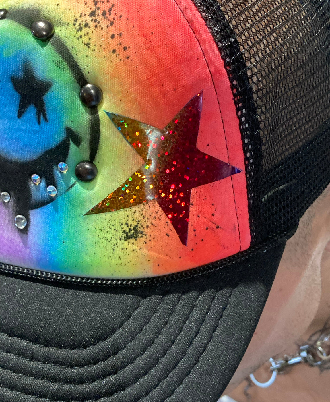 TRICKED OUT TRUCKER - BLACK W RAINBOW