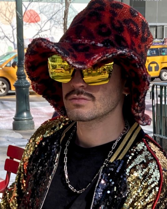 RED LEOPARD SHERPA JAM HAT